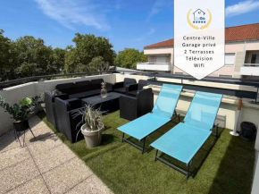 BnGo I Immense RoofTop Lyon I 2 chambres, 4 places parkings, 2 immenses terrasses, 8 personnes
